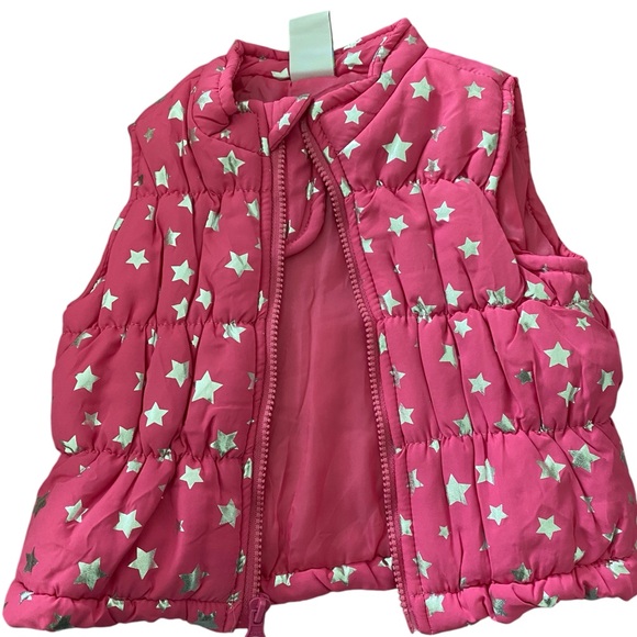 HEALTHTEX Baby Pink Puffer Vest with Silver Stars Size: 6-9 months - Picture 2 of 5